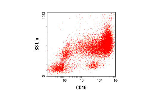 Flow cytometric analysis of whole blood using CD16 (CB-16) Mouse mAb.