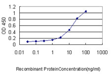 Detection limit for recombinant GST tagged GFI1 is approximately 0.3 ng/ml as a capture antibody.