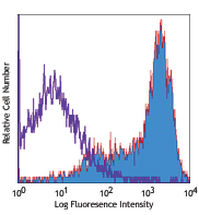 PHA-stimulated human peripheral blood lymphocytes (3 days) stained with purified C398.4A, followed by biotinylated anti-Armenian hamster IgG and Sav-PE