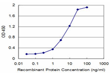 Detection limit for recombinant GST tagged KLF5 is approximately 0.3 ng/ml as a capture antibody.