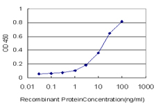 Detection limit for recombinant GST tagged GRID2 is approximately 1 ng/ml as a capture antibody.