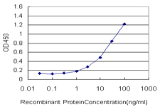 Detection limit for recombinant GST tagged GOLGA1 is approximately 0.3 ng/ml as a capture antibody.