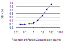 Detection limit for recombinant GST tagged NRAP is 0.1 ng/ml as a capture antibody.