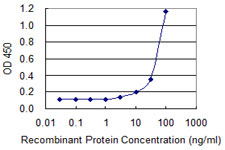 Detection limit for recombinant GST tagged MYBL1 is 1 ng/ml as a capture antibody.