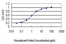 Detection limit for recombinant GST tagged NDST1 is approximately 0.03 ng/ml as a capture antibody.