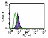 Intracellular FACS analysis of TLR6 (shaded peak) and mouse IgG1 isotype control (open peak) in 10^6 Ramos cells using 3 ugs of antibody.