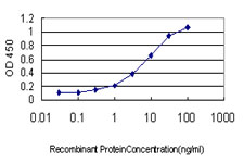 Detection limit for recombinant GST tagged TPM4 is approximately 1 ng/ml as a capture antibody.