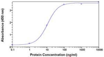 ELISA: TXNL1 Antibody [NB100-75433] - Direct Elisa Test. Protein as test antigen. Affi-pure IgY as primary antibody and Goat anti-IgY HRP as 2nd antibody. Fixed amount of antibody (1 ug/ml) and serial dilutions of antigen. ( anti-TXNL1 )