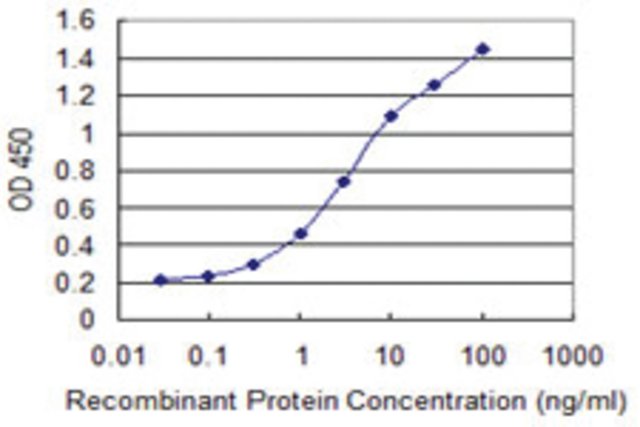 <B>ELISA</B><BR/>Monoclonal Anti-CYP26B1: <B>Cat. No. SAB1405188</B>: Detection limit for recombinant GST tagged CYP26B1 is 0.1 ng/mL.