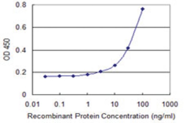 <B>ELISA</B><BR/>Monoclonal Anti-MRS2L: <B>Cat. No. SAB1403325</B>: Detection limit for recombinant GST tagged MRS2 is 1 ng/mL.