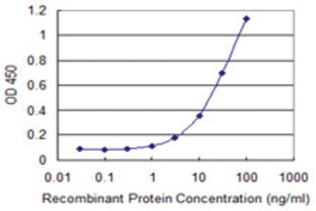 <B>ELISA</B><BR/>Monoclonal Anti-MSRB2: <B>Cat. No. SAB1404942</B>: Detection limit for recombinant GST tagged MSRB2 is 1 ng/mL.