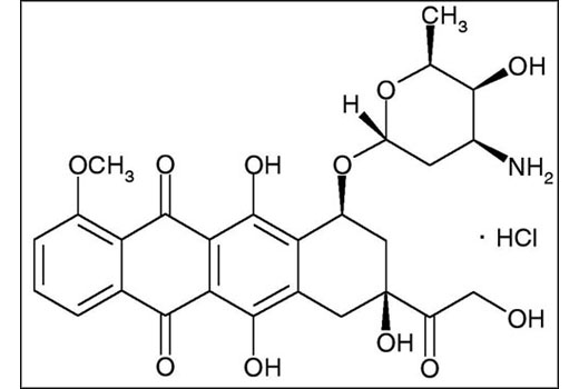 Chemical structure of doxorubicin.