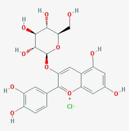 Chemical structure of cyanidin 3-O-glucoside