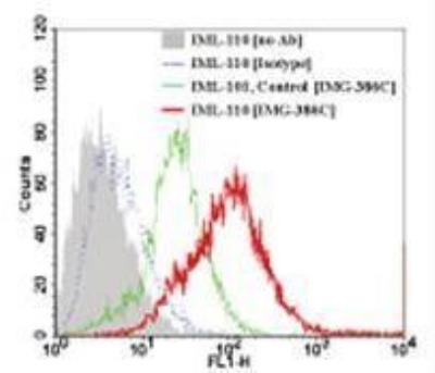Flow Cytometry: Human TLR10 NF-kB/SEAP - (SEAPorter™) Stable Reporter Cell Line [NBP2-26273] - Analysis of TLR10. Cell surface expression of TLR10 in TLR10 reporter cell line was analyzed by flow cytometry using a FITC-conjugated TLR10 antibody and compared with the NF-kB/SEAPorterTM HEK 293 cell line. Mouse IgG1 isotype control  and Cell Surface TLR Staining Flow Kit were used for this test.